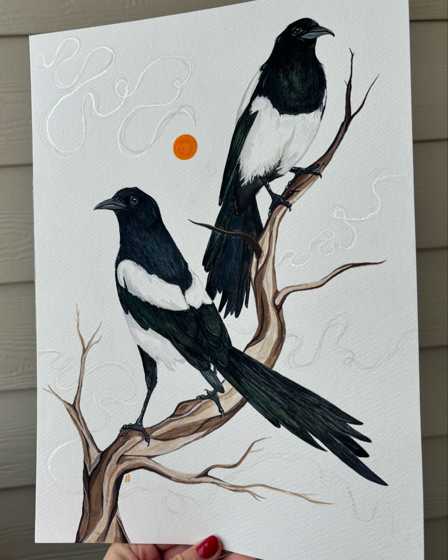 Magpies in tree | Original Painting