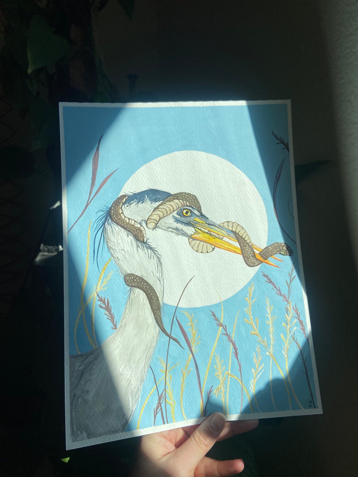 Heron and Snake | Original painting