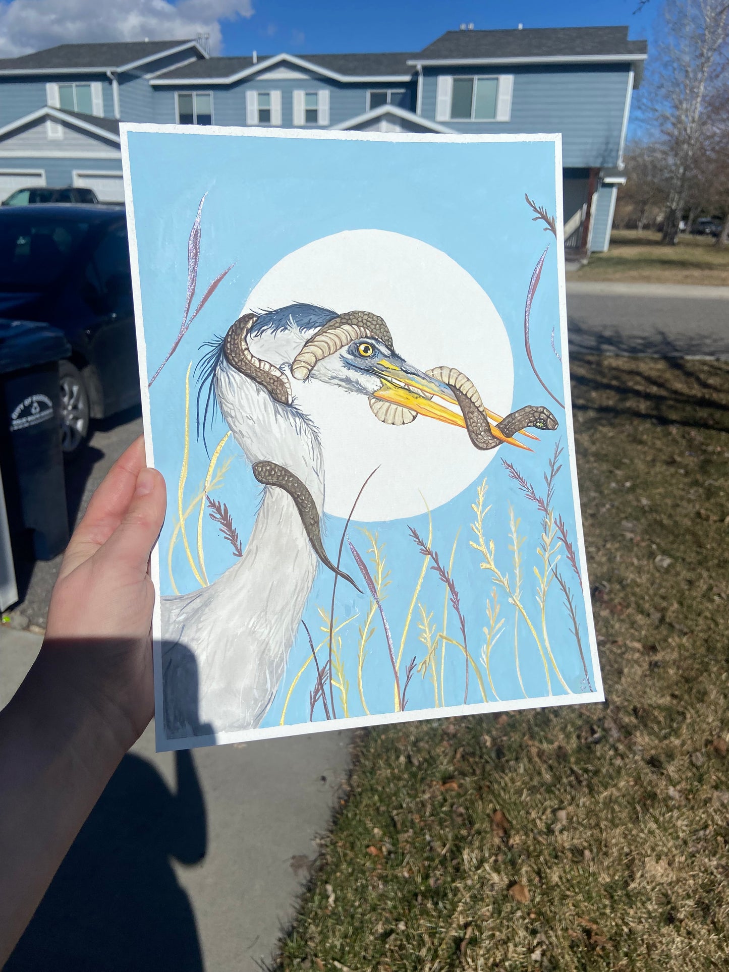 Heron and Snake | Original painting