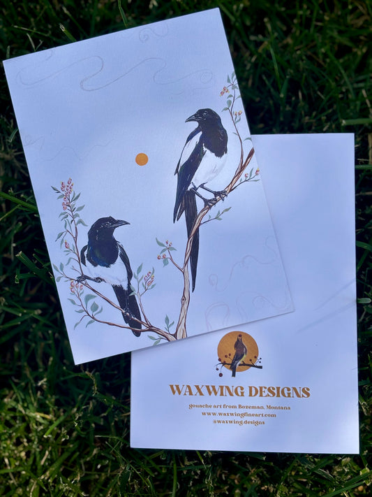 Magpie in Serviceberry Bush Card