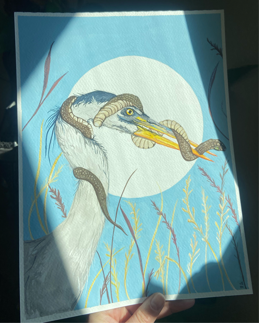 Heron and Snake | Original painting