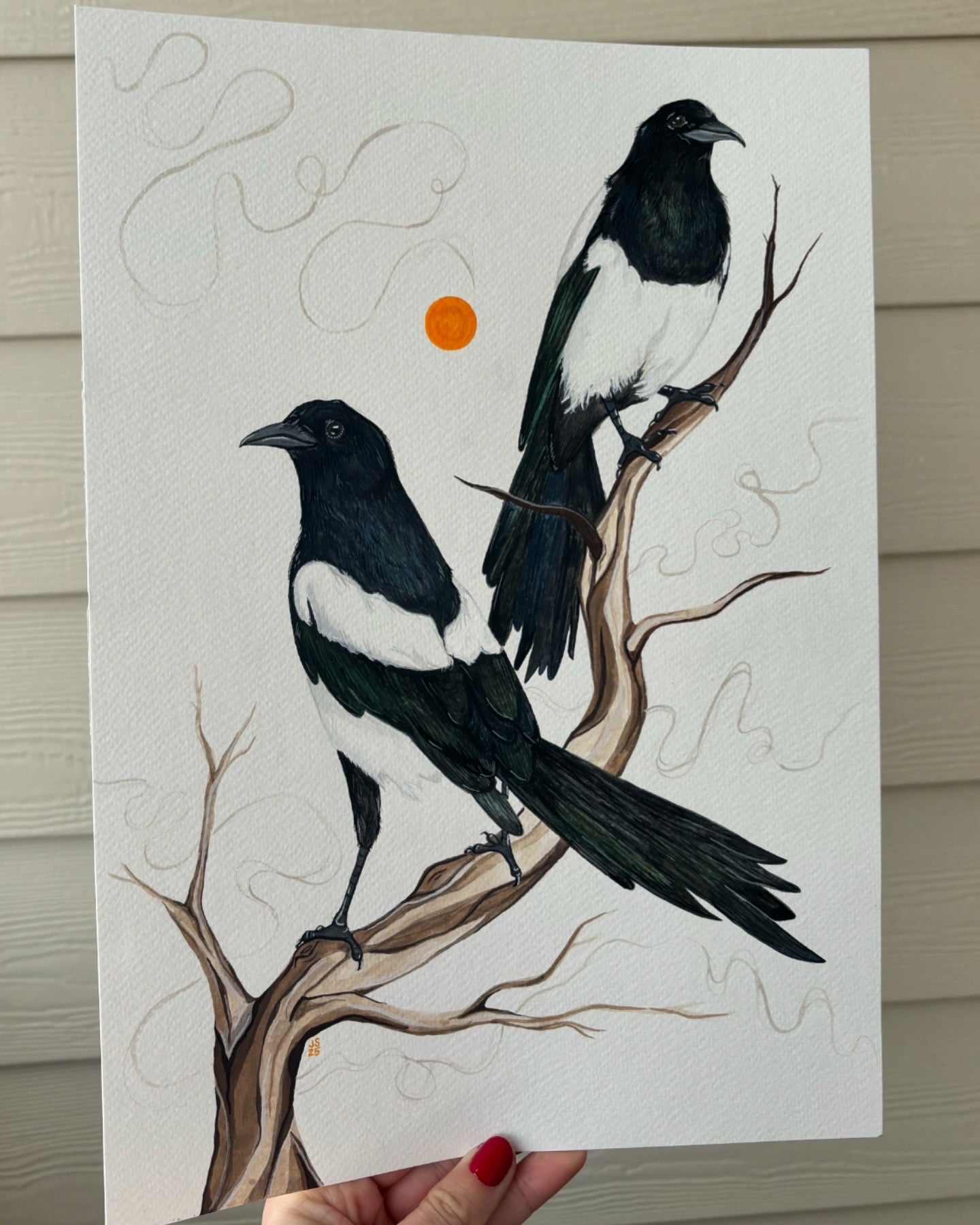 Magpies in tree | Original Painting