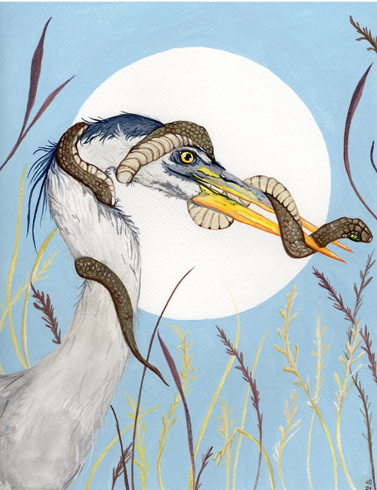Heron and Snake | Original painting
