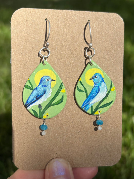 Mountain bluebird earrings
