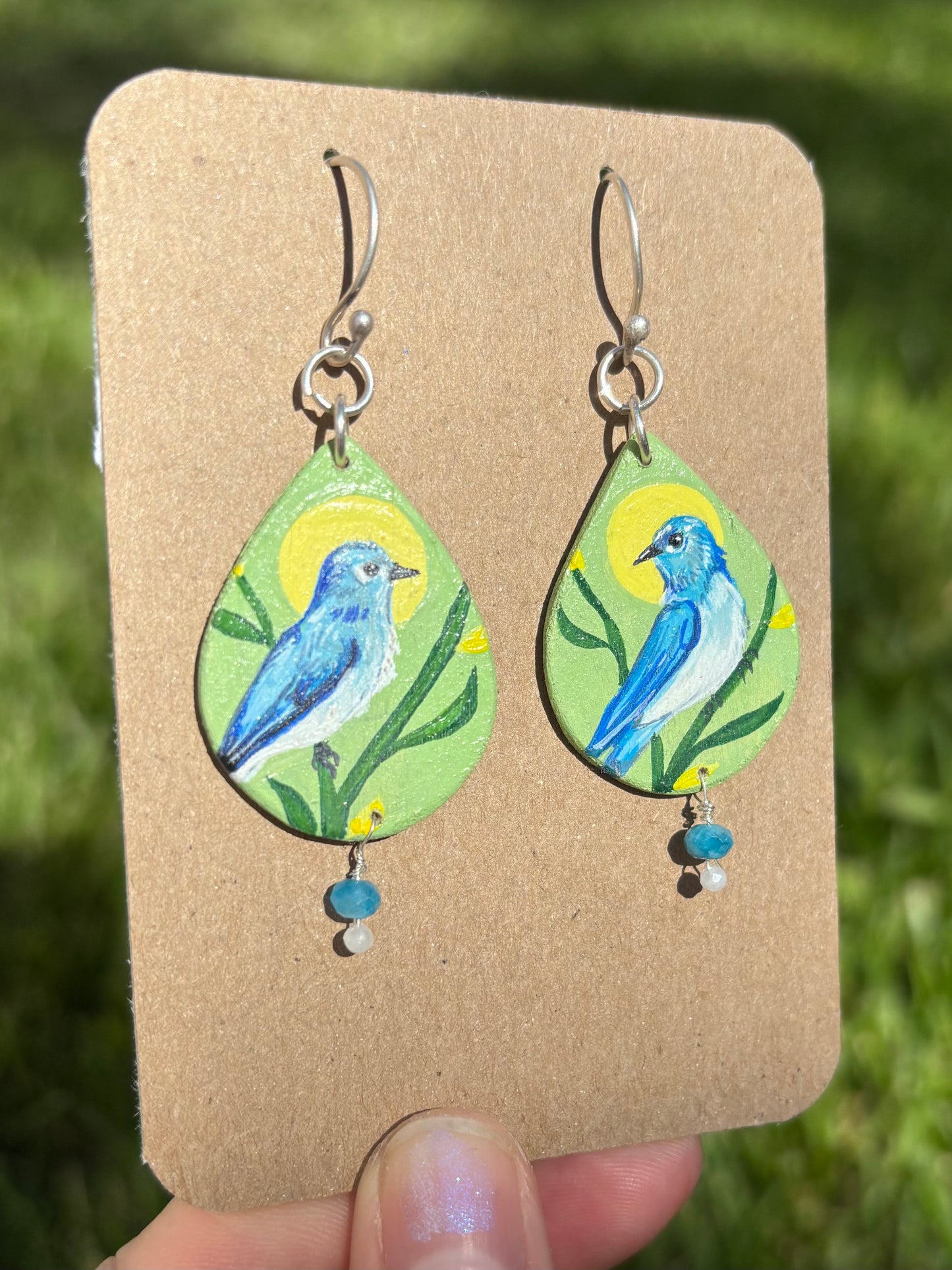 Mountain bluebird earrings