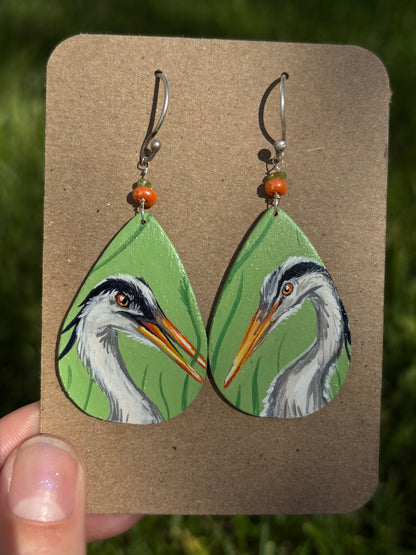 Great blue heron earrings
