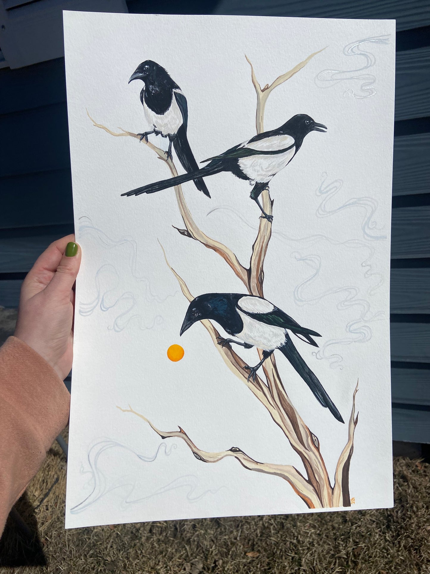 Magpie trio prints