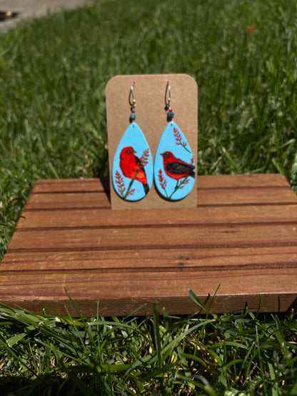 Scarlet Tanagers earrings