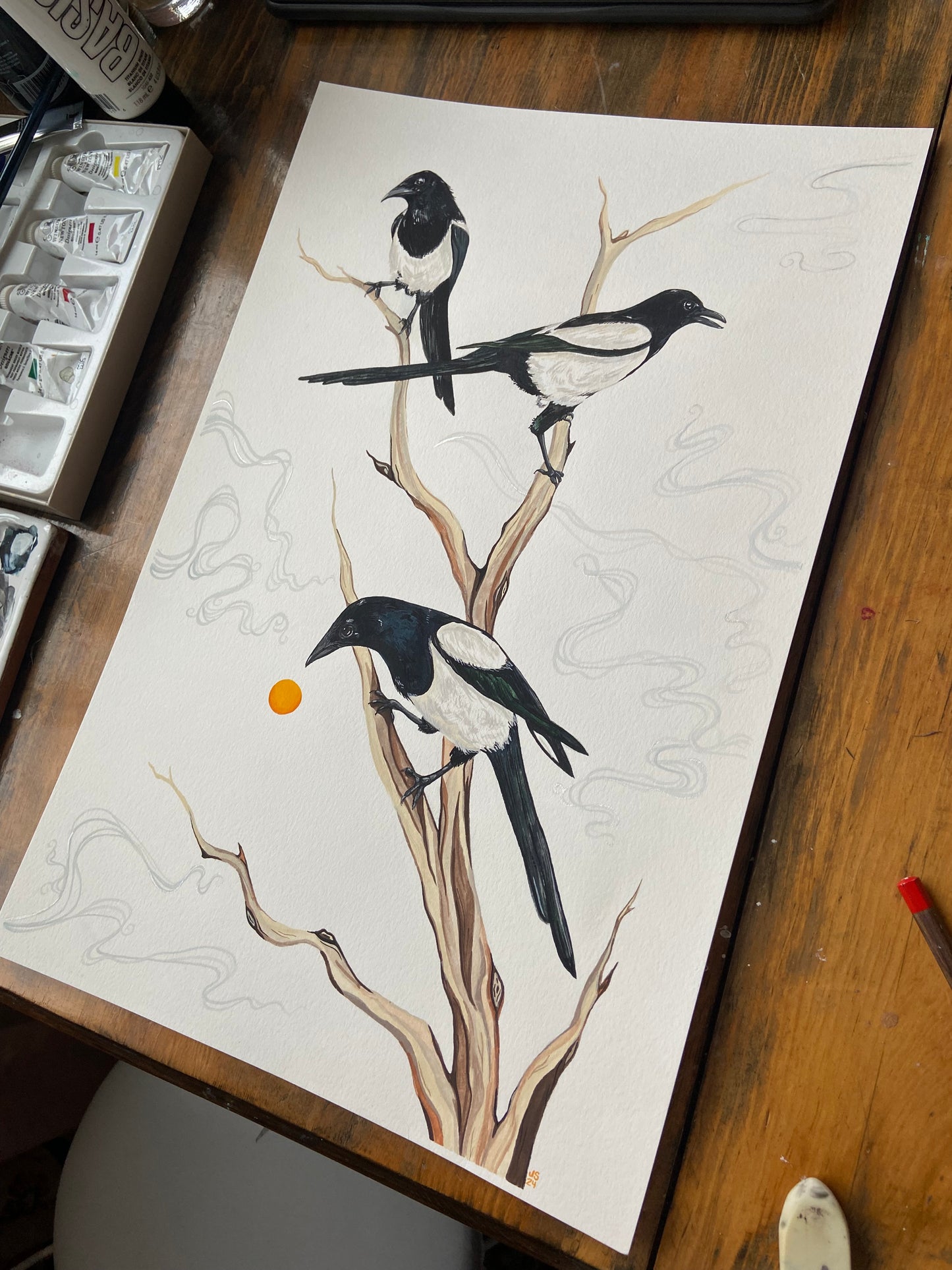 Magpie trio prints