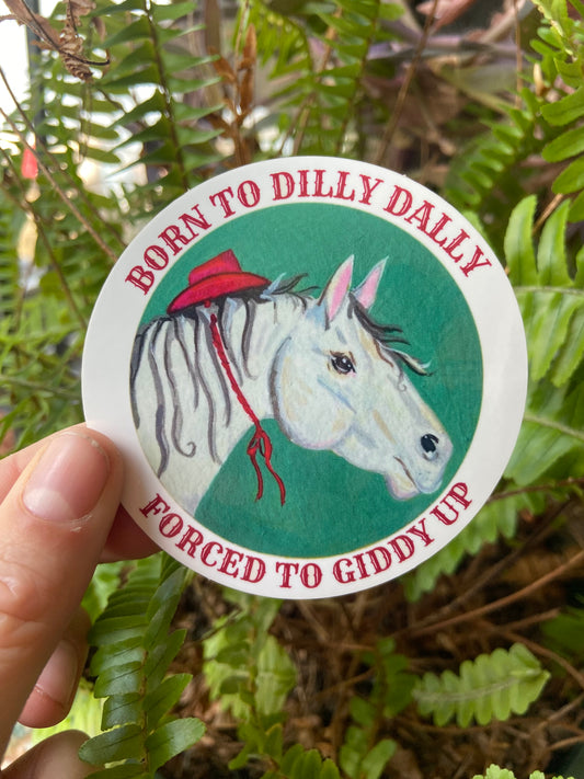 Giddy-up sticker