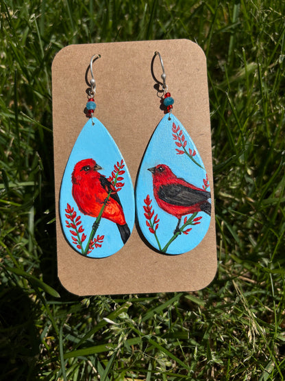 Scarlet Tanagers earrings