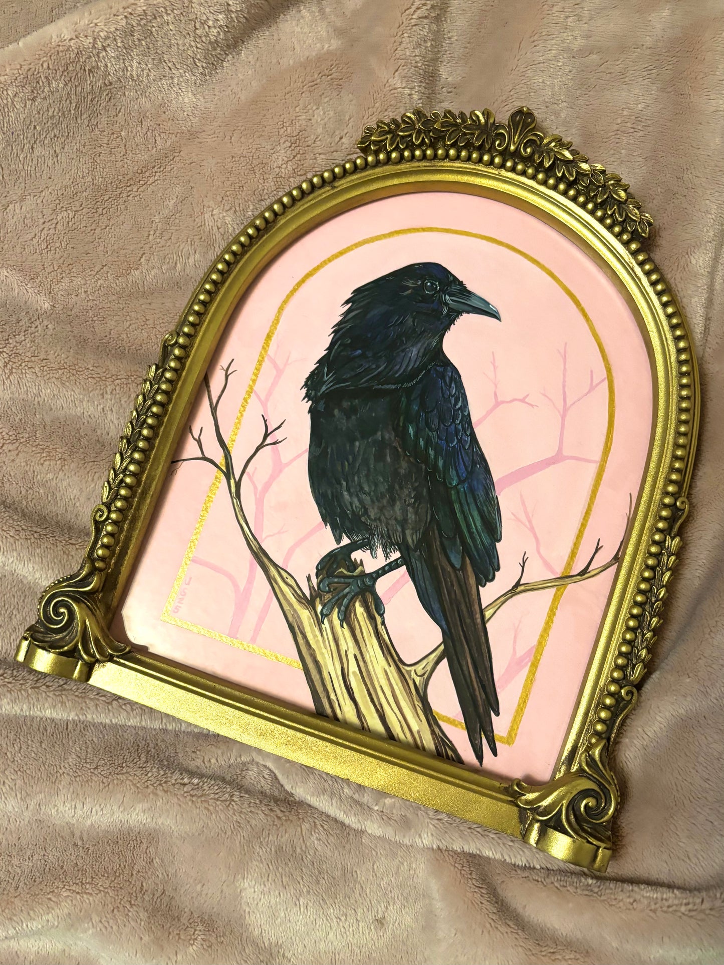 Crow in Pink | Original painting