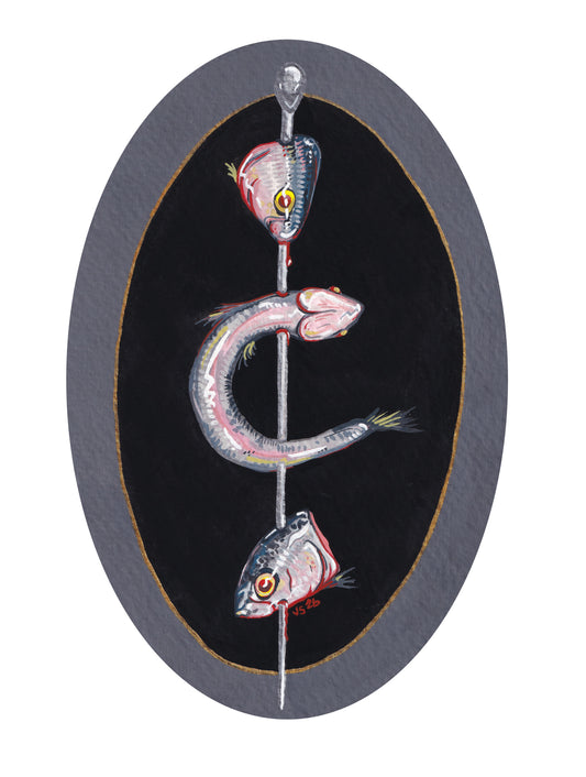 Skewered Anchovies | Original painting