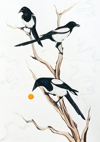 Magpie trio prints